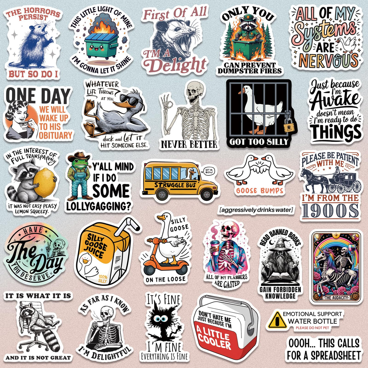 200 PCS Funny Holographic Stickers for Adults, Waterproof Vinyl Sarcastic Meme Decals for Laptop, Water Bottle, Phone, Kindle, Journal, Scrapbook, Bumper, Skateboard, Luggage, No Repeats