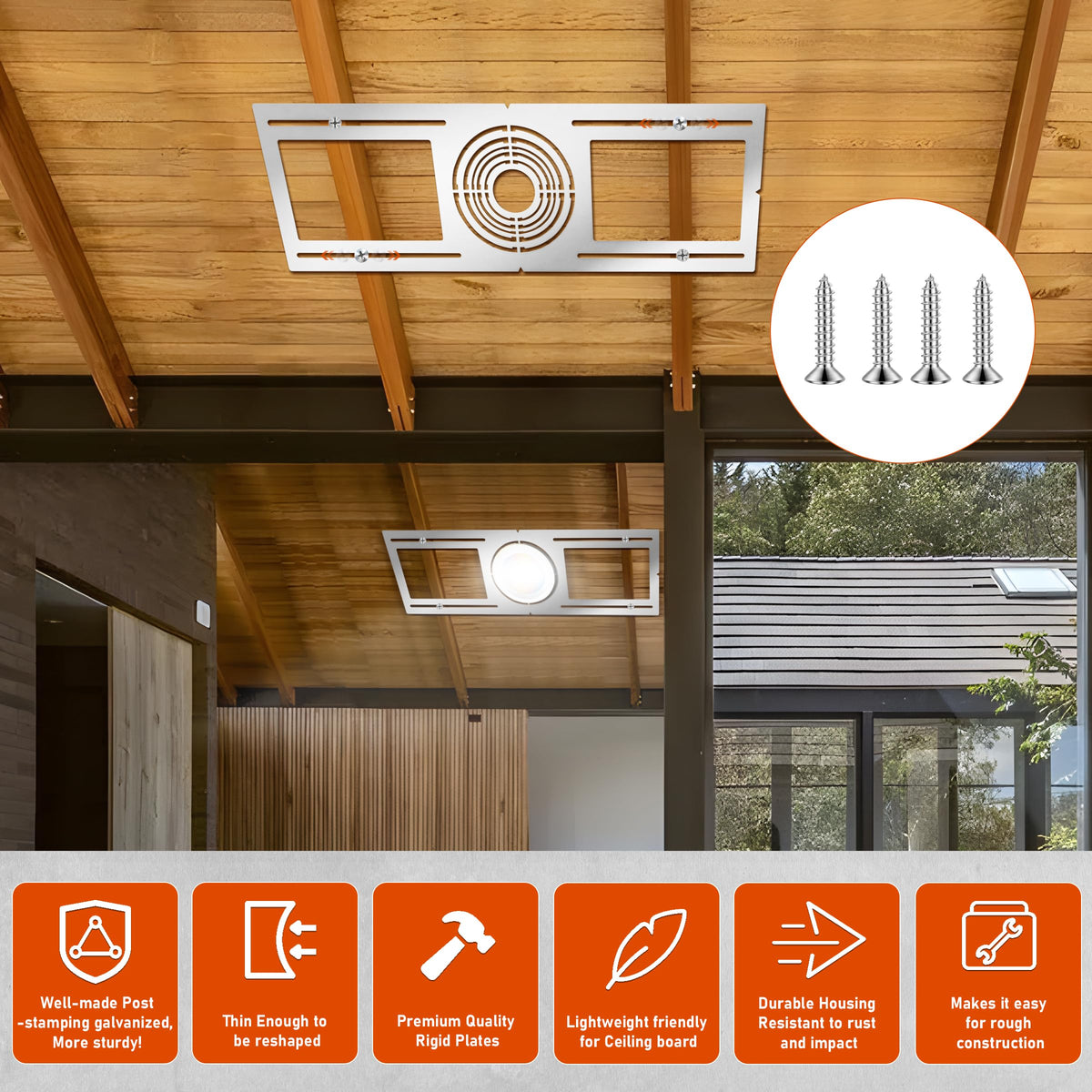 New Construction Mounting Plate, 2-3-3.75-4-5-6 Inch, 48pc, LED Recessed Lighting Housing Plate for New Construction and Remodeling, Shallow Recessed Led Lighting Plate