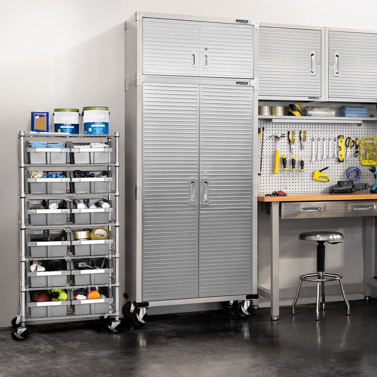 Seville Classics Heavy Duty NSF Bin Rack Solid Steel Wire Shelving Storage Unit, Patented Organizer for Garage, Warehouse, Office, Restaurant, Classroom, Kitchen, Gray, Includes 12 Bins