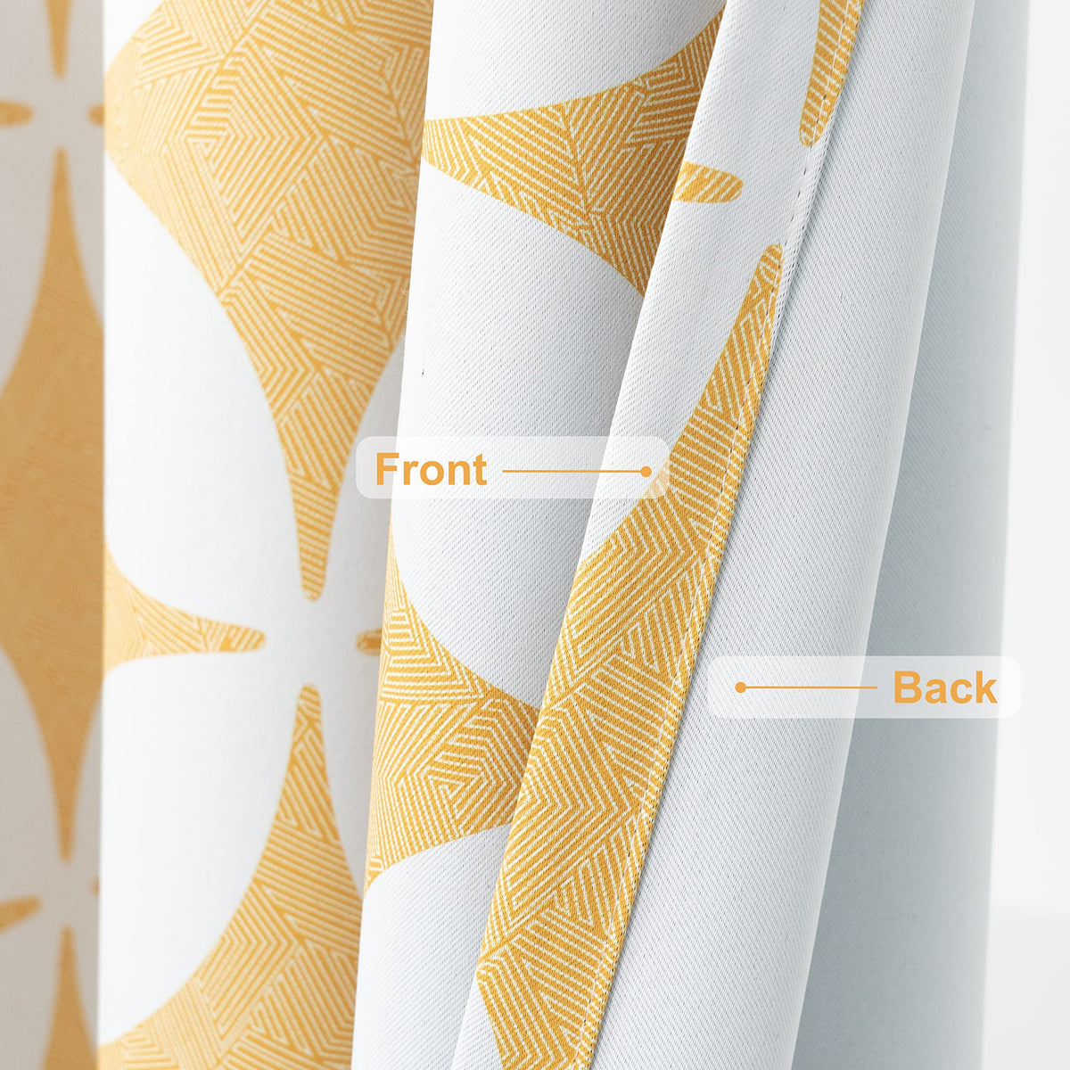 DriftAway Amelia Thermal Blackout Room Darkening Grommet Window Curtains Retro Geo Pattern Round Circle Star Print Set of 2 Panels Each 52 Inch by 84 Inch Yellow