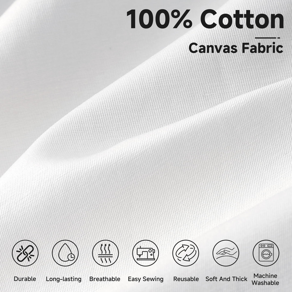 Simple&Opulence 100% Cotton Canvas Fabric 10oz. 59 Inch by the Yard, Nature Duck Fabric Textile Medium Weight for Painting, Sewing, Crafts, Embroidery, Bag, Handmade Home Decor(1 Yard, White)