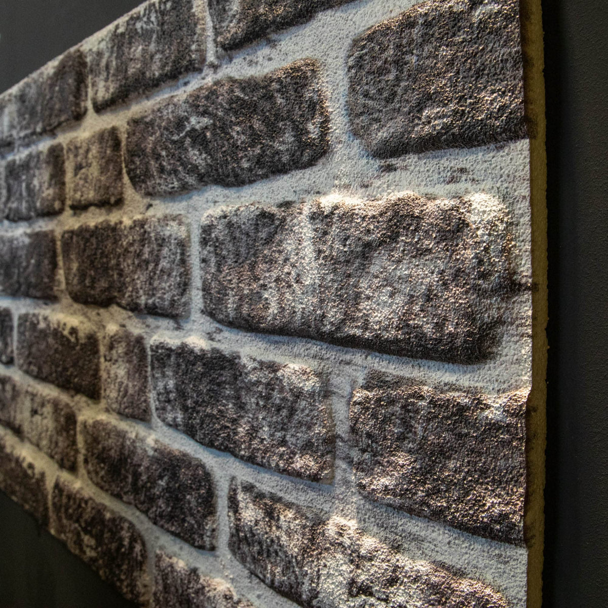 Dundee Deco 3D Wall Panels Faux Brick - Cladding, Charcoal White Stone Look Wall Paneling, Styrofoam Facing for Living Room, Kitchen, Bathroom, Balcony, Bedroom, Set of 10, Covers 54 sq ft