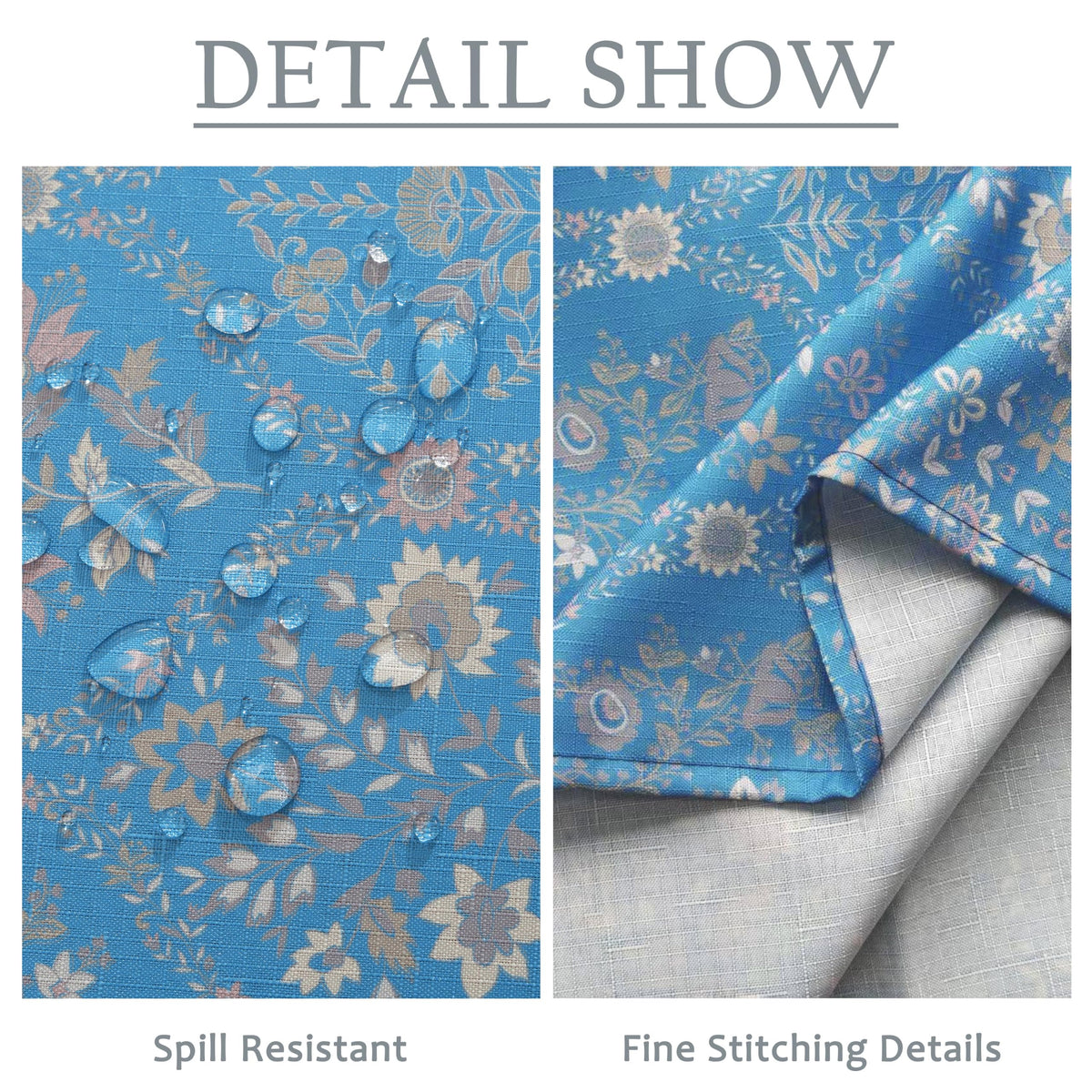 Honellaty Blue French Vintage Floral Rectangle Tablecloth, 60 x 102 Inch