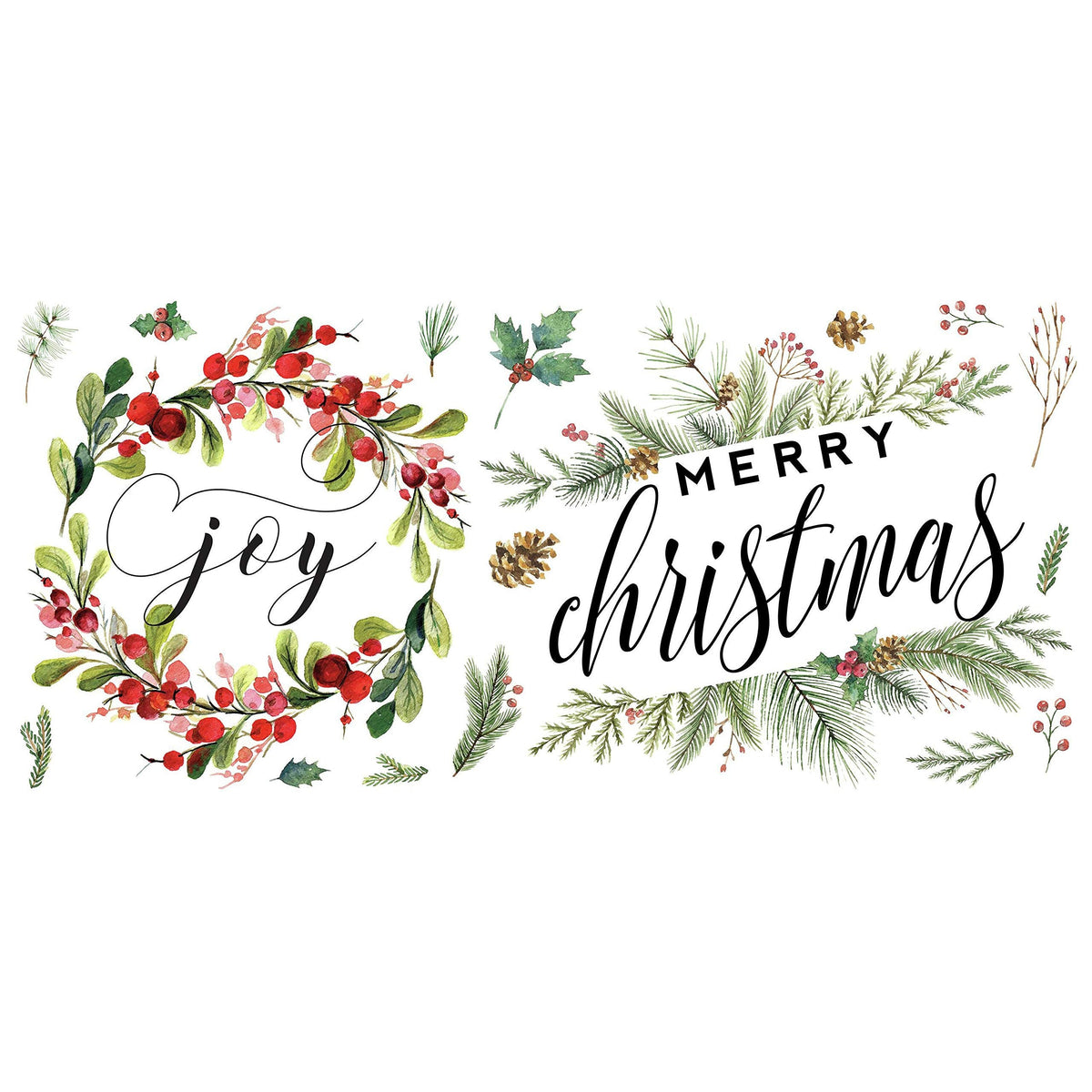 RoomMates RMK4480GM Merry Christmas Wreath Peel and Stick Wall Decals