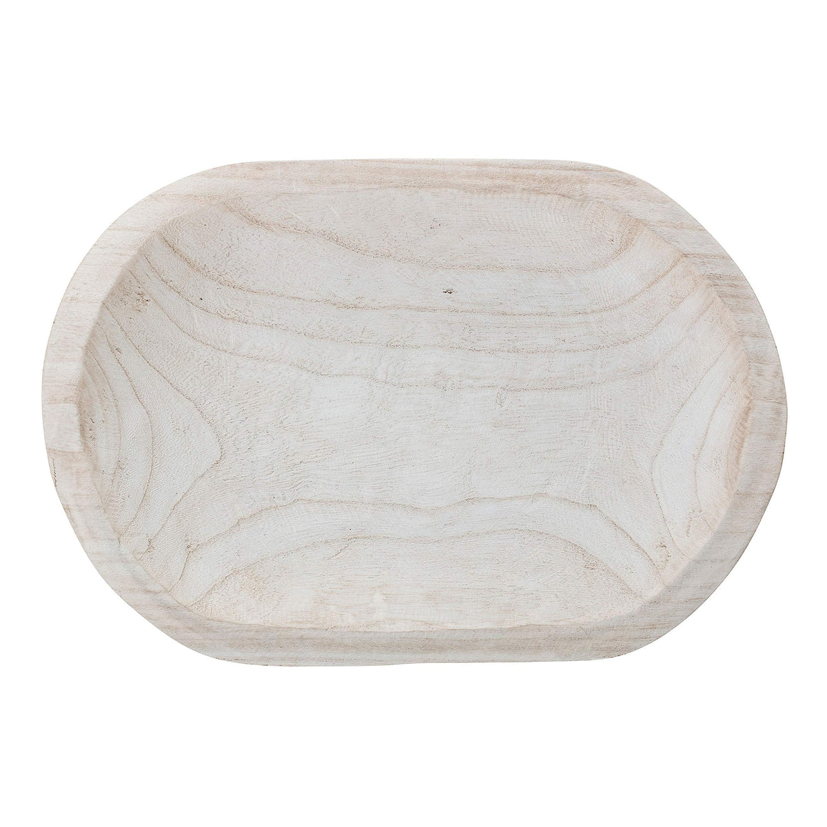 Bloomingville Hand-Carved Paulownia Wood Bowl with Whitewashed Finish