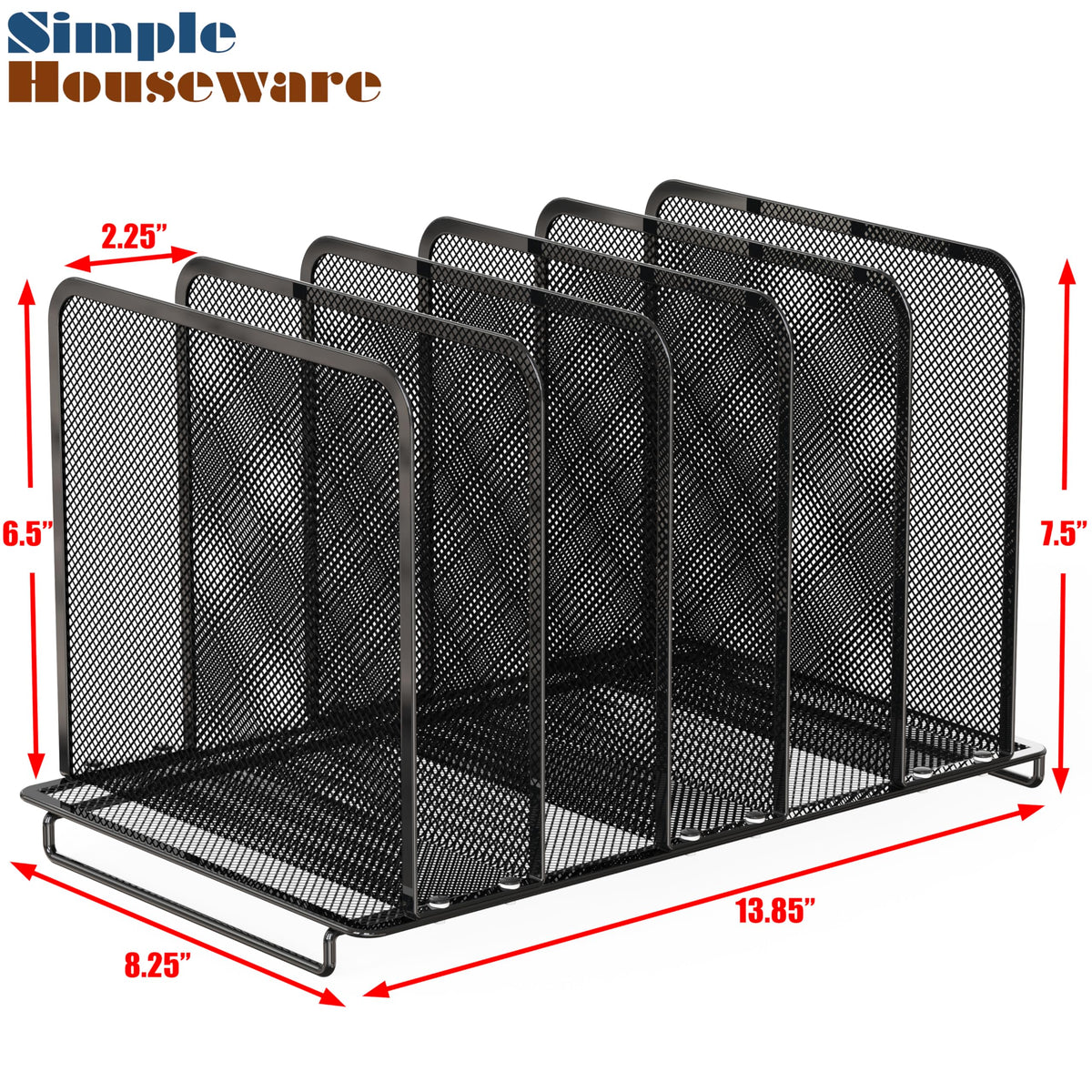 Simple Houseware 5 Section Upright File Sorter Organizer, Black - 2 Pack