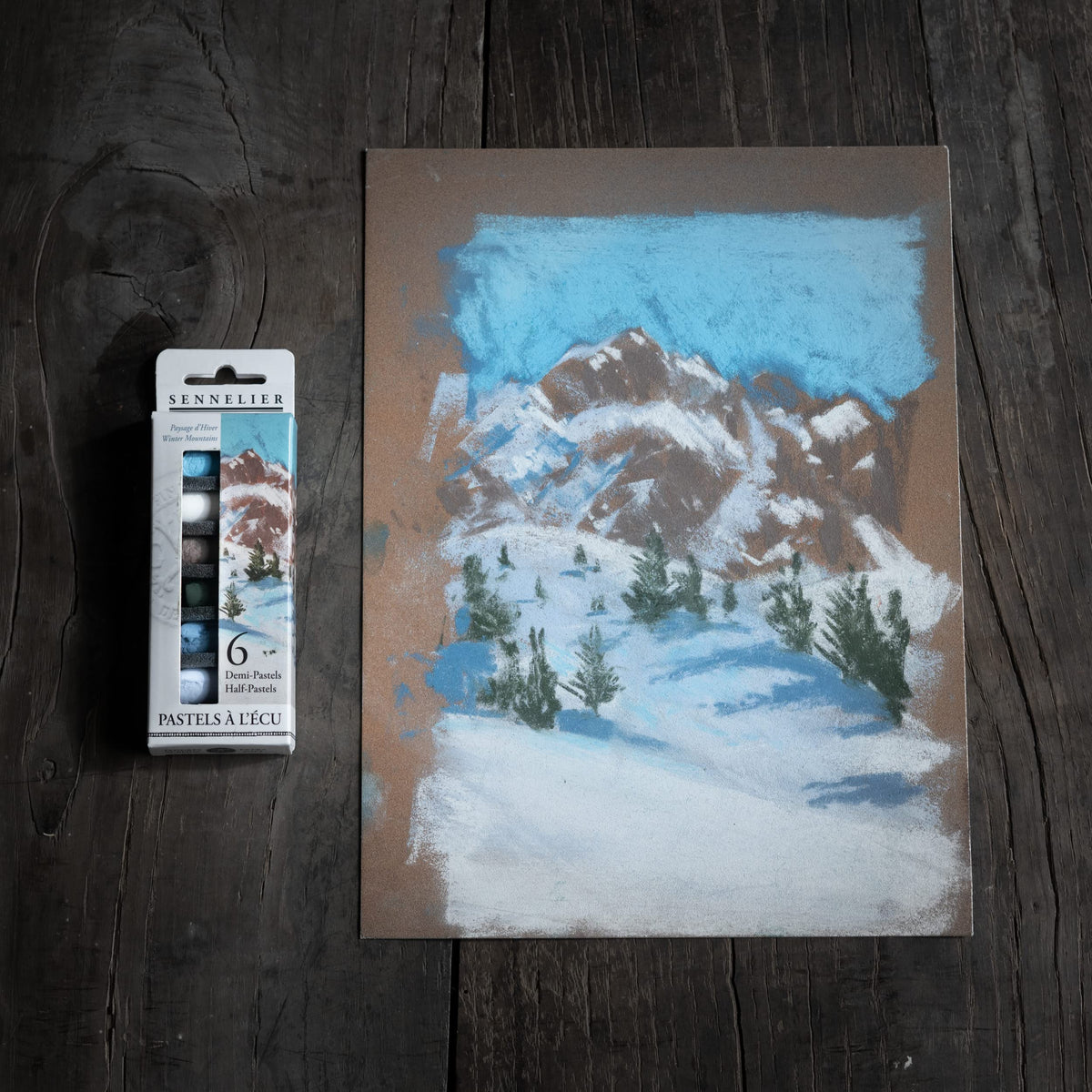 SENNELIER Extra-Soft French Pastel for Professional Artists, Half Pastel Winter inspired Set of 6