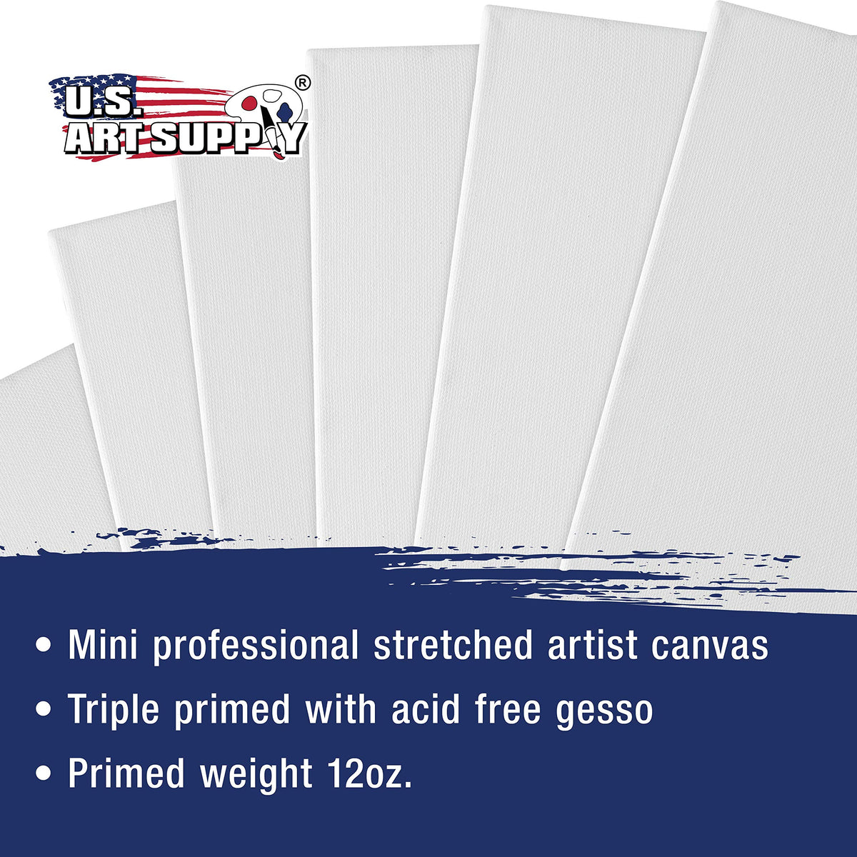 U.S. Art Supply 3x4 Mini Canvases for Painting, 12 Pack Bulk Small Stretched Artist Canvas Professional Primed - Ideal for Arts & Crafts