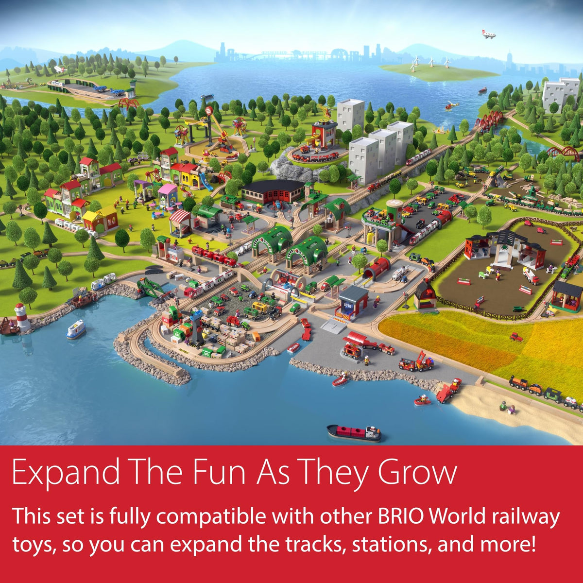 BRIO World Rail & Road Loading Set - 32-Piece FSC-Certified Wood Train Set & Accessories - Special Crane Car, Flatbed, Tracks, & More - Works with All Wooden Railway Sets - Fun Play for Ages 3+