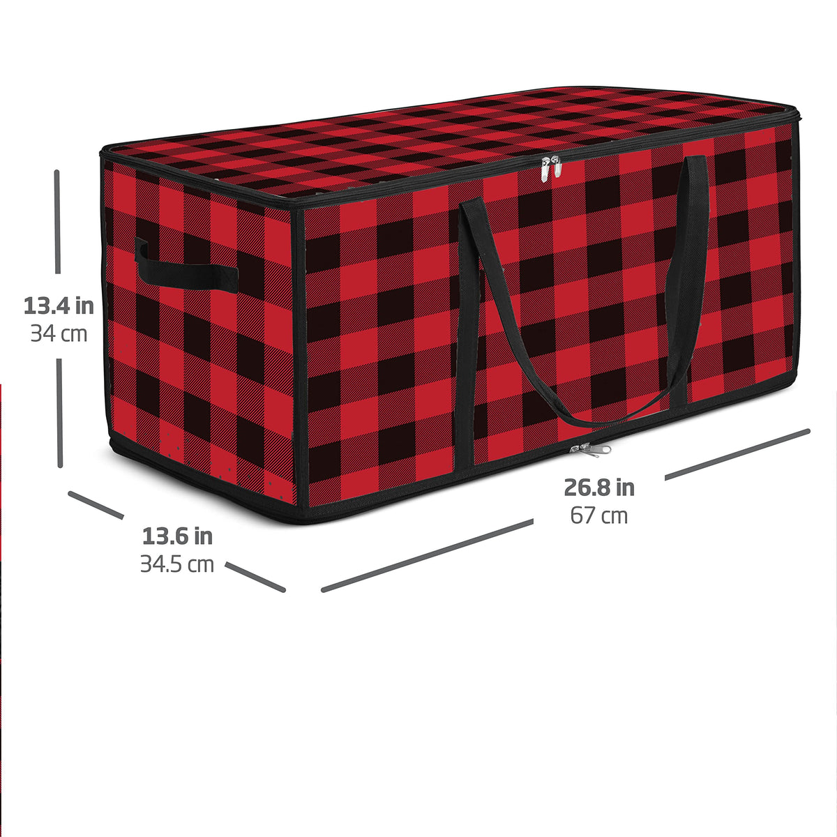 ZOBER Christmas Ornament Storage Box Plastic - Stores 128 3" Ornaments with Individual Trays - Ornament Organizer Storage Box, Durable Christmas Containers Holder - Plaid