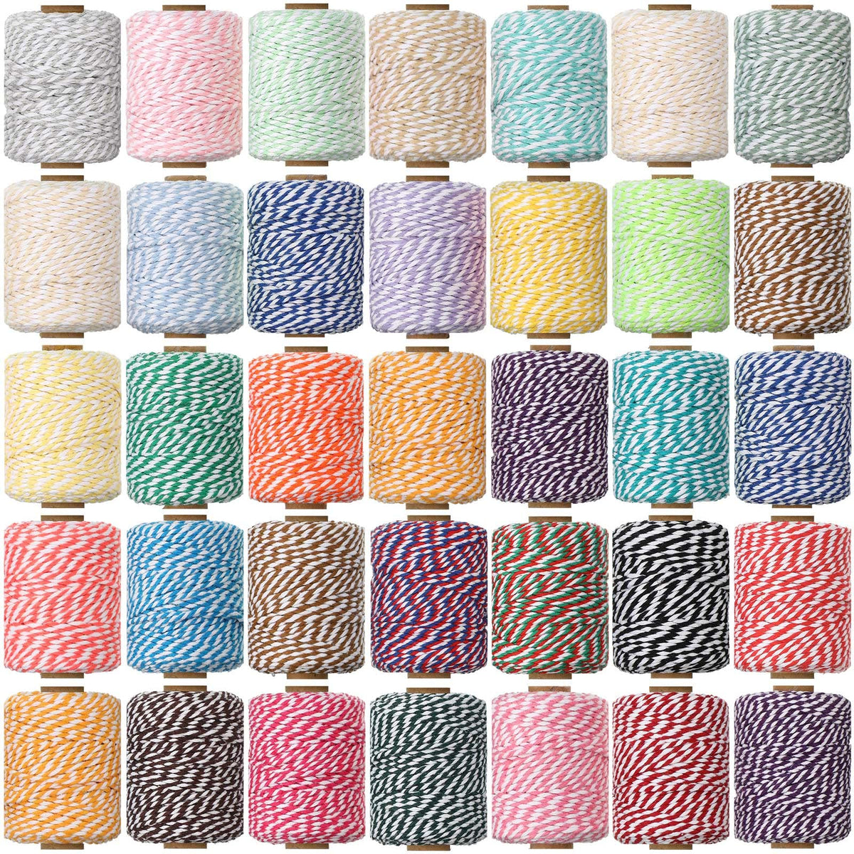 30 Rolls Colourful Bakers Twine for Crafts 2mm Cotton String Craft String Wrapping Wedding Home Decor Gardening