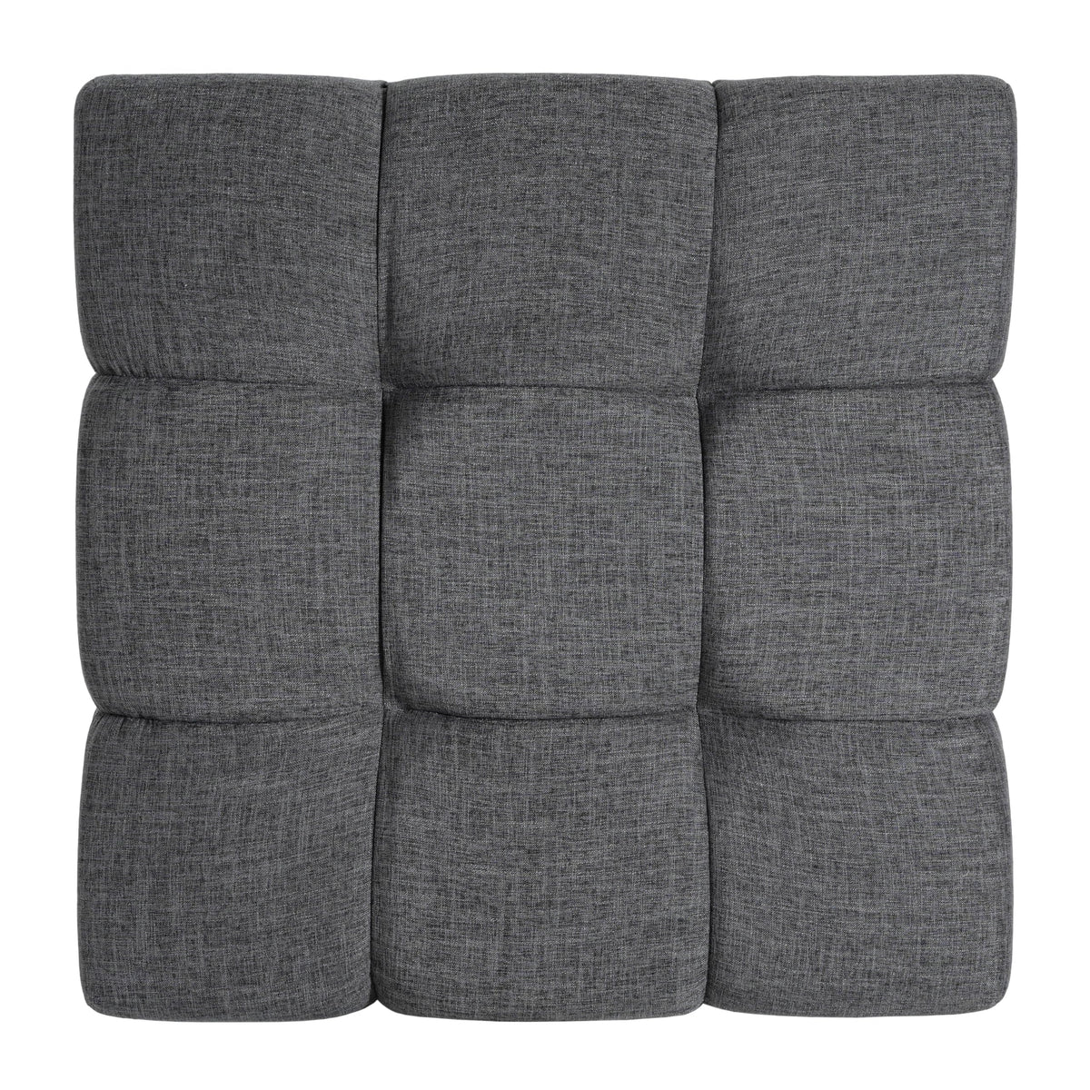 Christopher Knight Home Annette Square Ottoman Footstool with Grid Tufting, Living Room Sofa Ottoman with Wood Frame, Fabric Upholstery Coffee Table, Comfy Seating with Dense Foam Padding, Gray