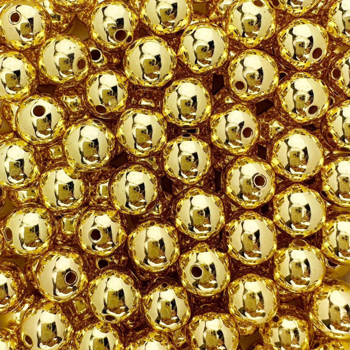 145 Round Gold Acrylic Beads 12mm Diameter with 2mm Hole for Crafts